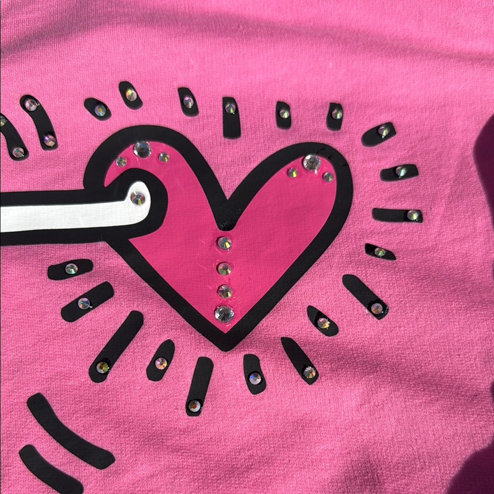 Playful bling Pink Pajama Set with Heart Motif - Picture 4 of 6
